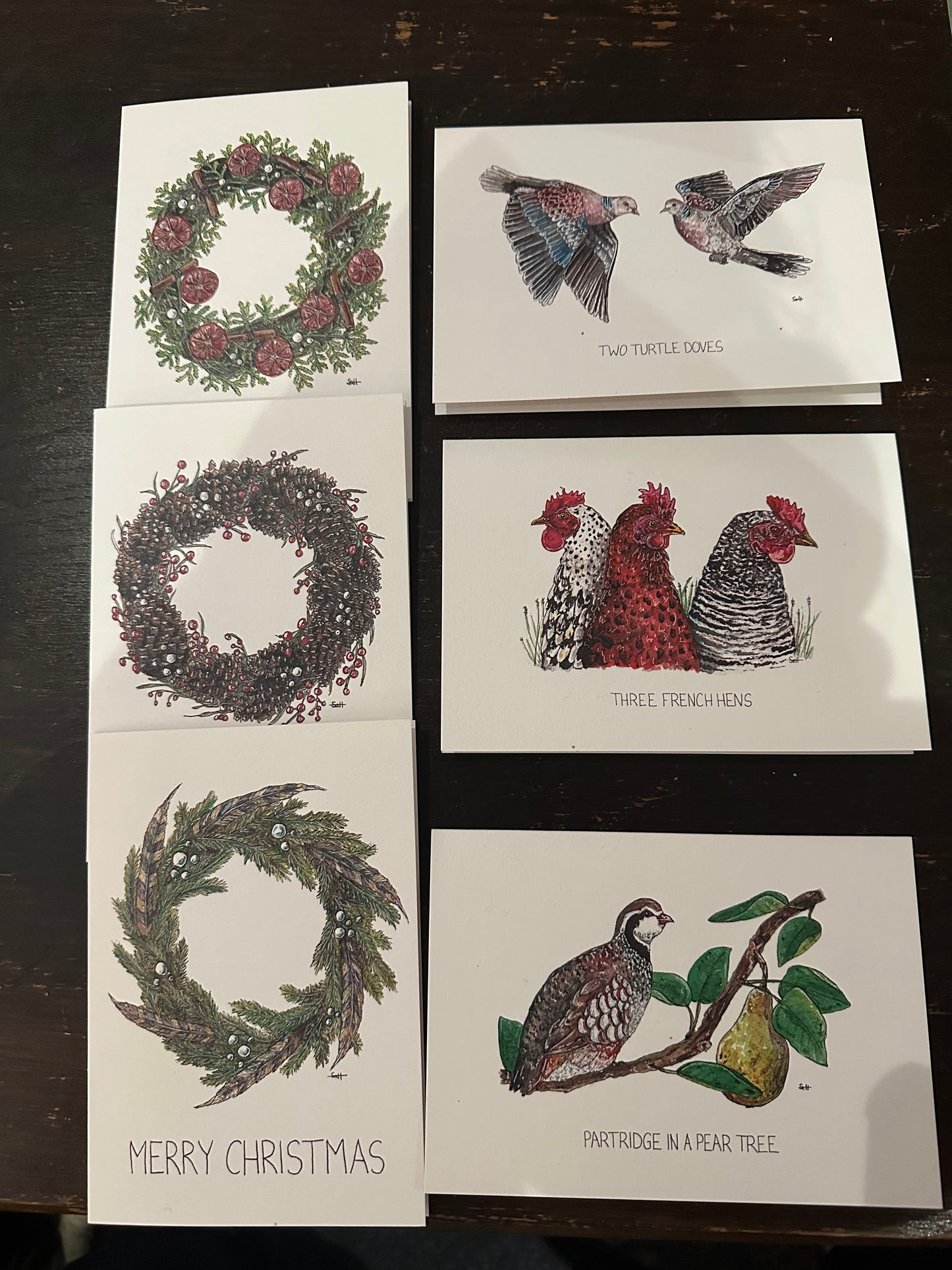 Feather Christmas wreath card
