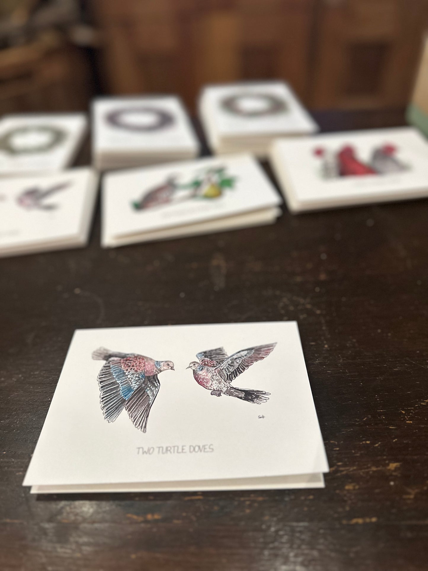 Two turtle doves Christmas card