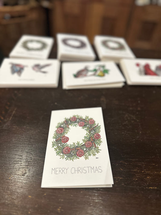 Orange slices wreath Christmas card