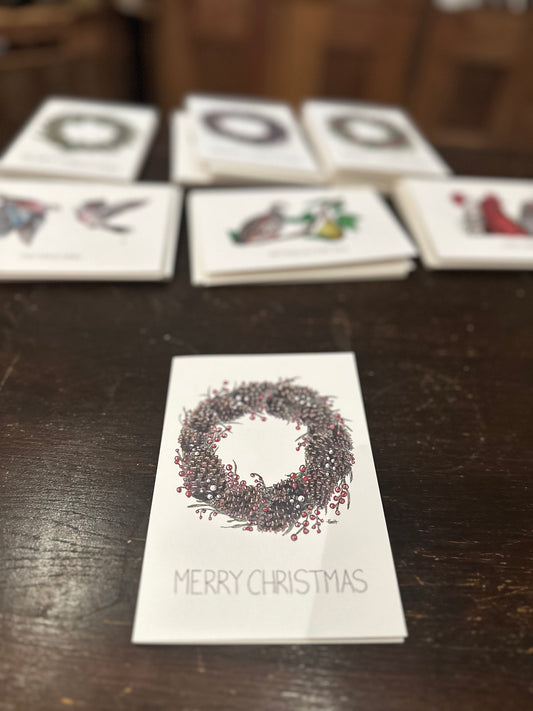 Pinecone Christmas wreath card