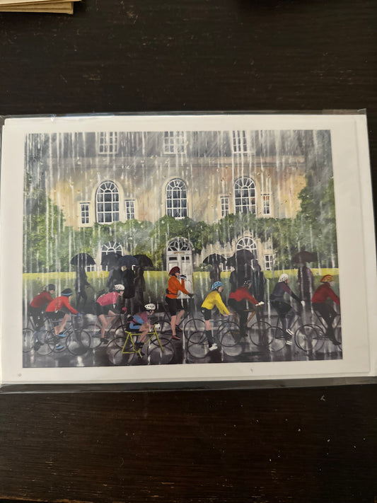 Rainy cyclist card